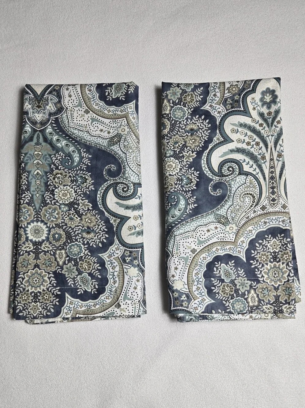 Pottery Barn Jordana Paisley Percale Pillow Shams Featuring Blue Floral Paisley